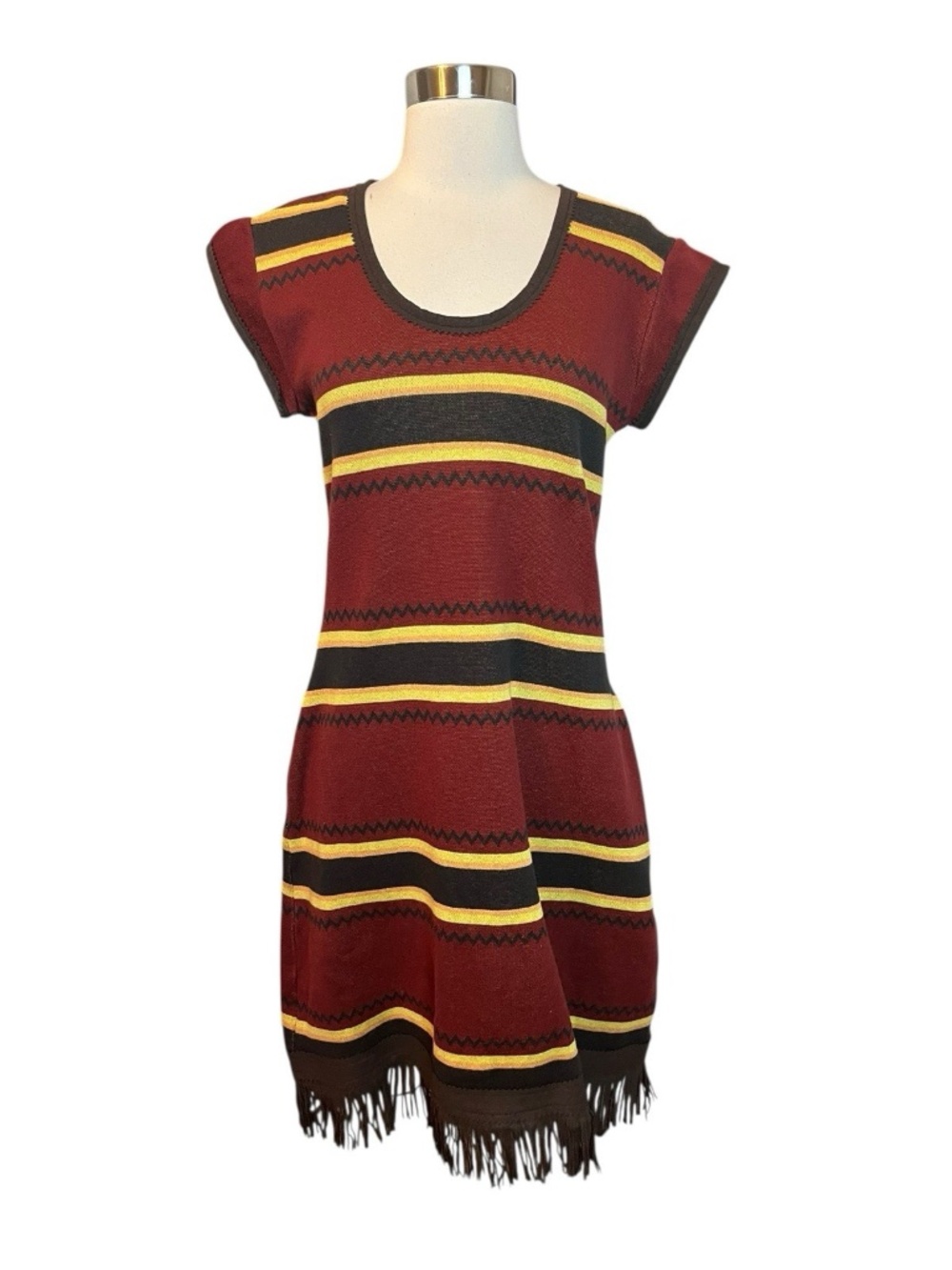 Native American Blanket Style Striped Fringe Dress by Double D Ranch, Size 1X